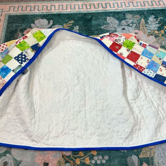 Handamde Jacket Womens Large Colorful Patchwork Quilted Open Front Rainbow - Picture 16 of 16